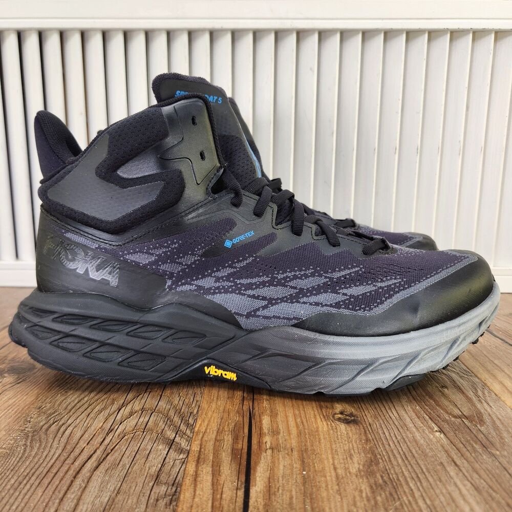 Hoka One One Speedgoat 5 Mid GTX Hiking Shoes Mens Sz 13 D Black Vibram Gore-Tex